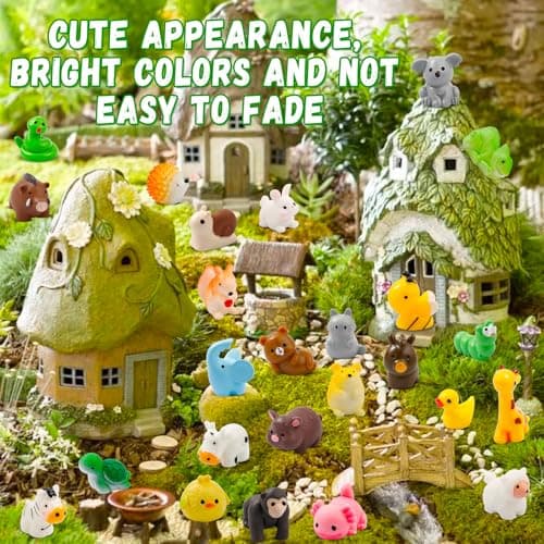ywevyezc 42 Pcs Mini Resin Animals 42 Styles Resin Animals Figurines Bulk for Micro Fairy Party Favors Garden Hide Accessories Dollhouse Crafts Decor
