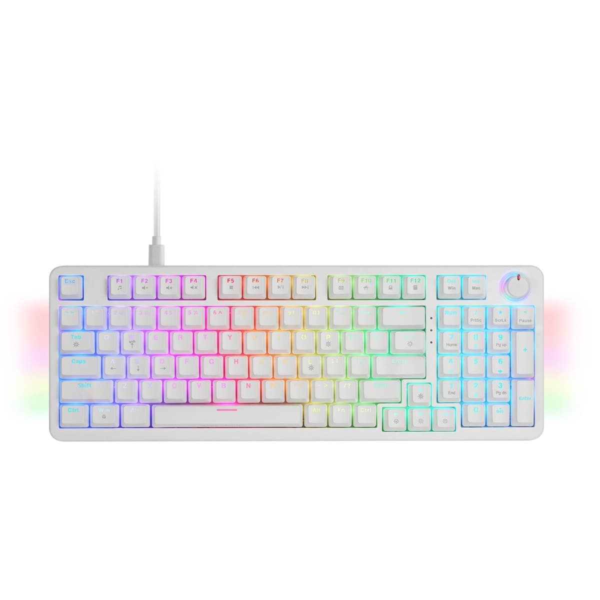 Mars Gaming MKPRO, US, Teclado Mecánico Gaming Completo, RGB Chroma, Switches Hot-Swap Mecánicos, Antighosting, Rueda de Control, Software, Multiplataforma, Switch Silent, Blanco
