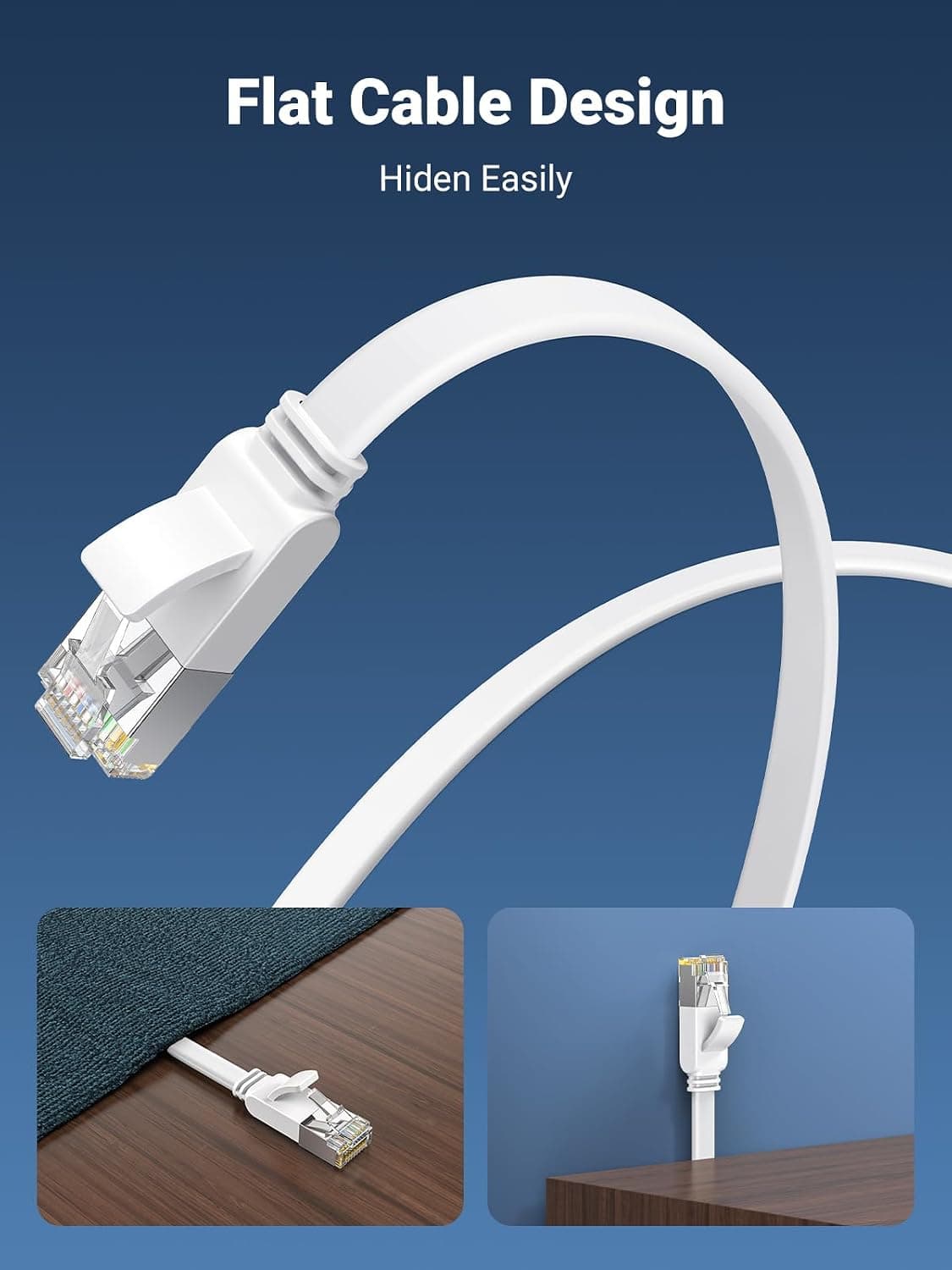 UGREEN Ethernet Cable 5M, Flat RJ45 LAN Gigabit CAT 6 Network Cable, Pure Copper Core High-Speed 1000Mbps for 250Mhz/s Patch Cord Internet Cable for Xbox Switch PS5 PS4 Extender Router Modem 5.0 Metres