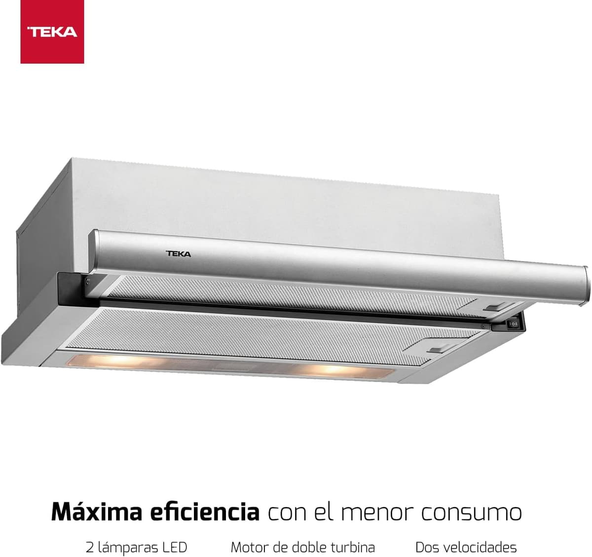 TEKA Campana Extractora Telescópica de 60 cm, Doble Turbina, 2 Velocidades, Acero Inoxidable, Instalación Recirculación, Modelo TL 6310