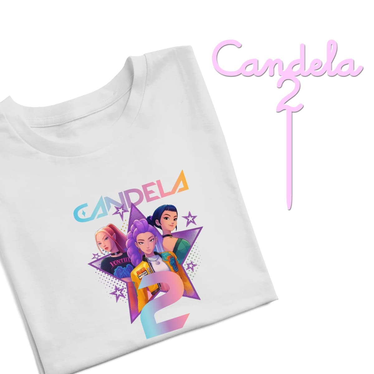 Evyre KPOP Birthday T-Shirt Personalised Name and Age with Topper Anniversary Cake Gift Party Huntrix Sajaboys Boys Girls Unisex Children's Sweatshirt (Star)