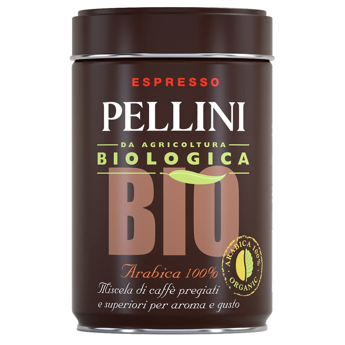 Pellini Espresso Bio, Café Molido para Moka de Agricultura Biológica de Sabor Dulce y Delicado, Mezcla 100% Arábica de Tueste Medio, Envase de 250g Arabica 100% Bio