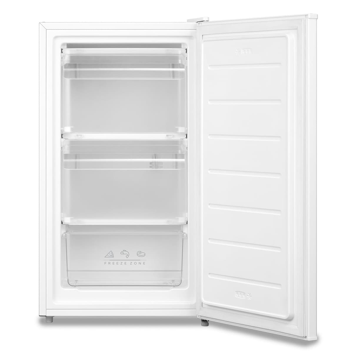 COMFEE' RCU60WH2(E) 60L Freestanding Under Counter Upright Freezer, 4-Star Freezer up to -24°C, 3 Storage Compartmen, Adjustable Thermostat, Reversible Door, White