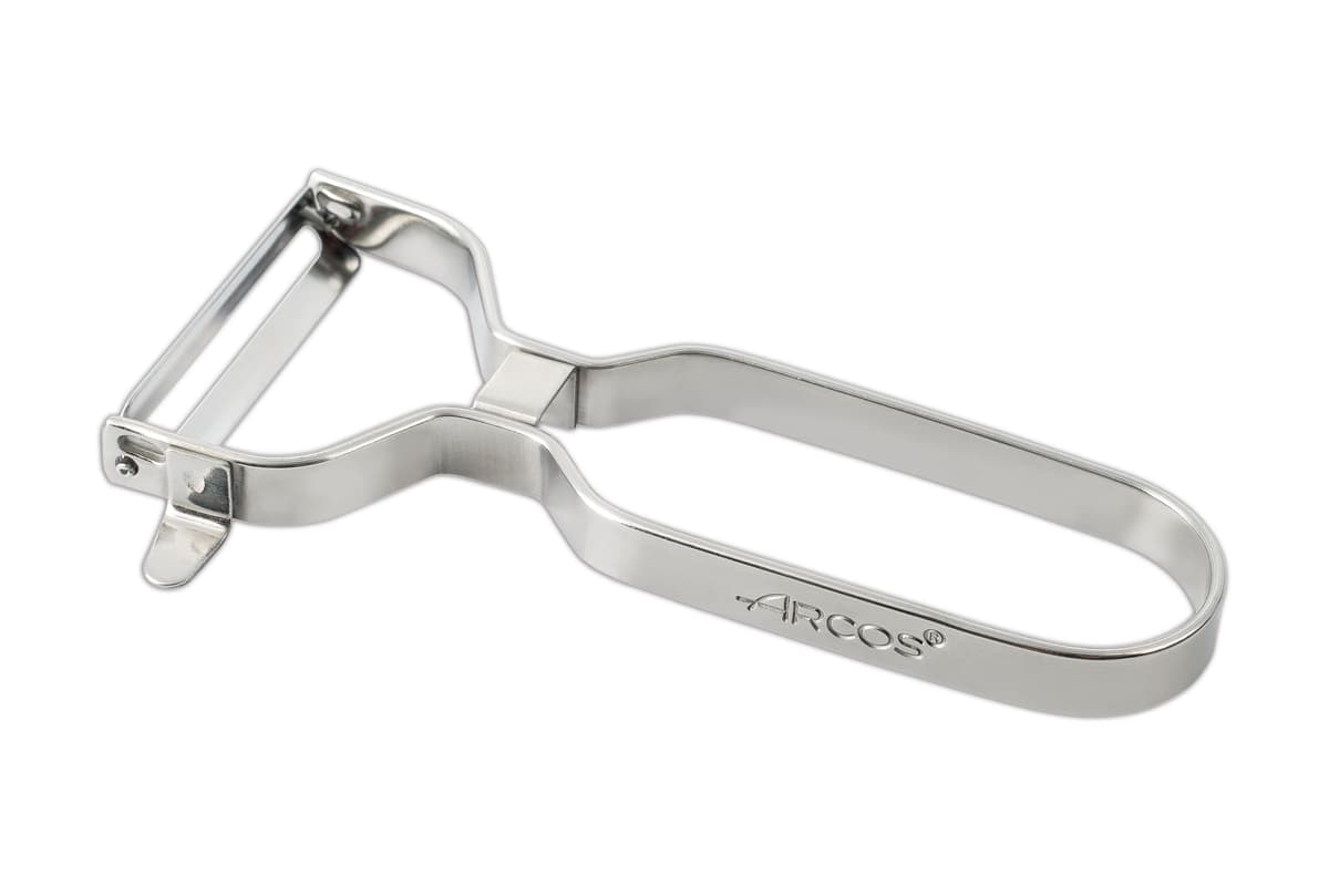 ARCOS Pelador Profesional 130mm en Acero Inoxidable Cromado para Pelar Frutas y Verduras. Utensilio de Cocina para Cortes Finos. Gadget Chef con Diseño Ergonómico. Color Plata