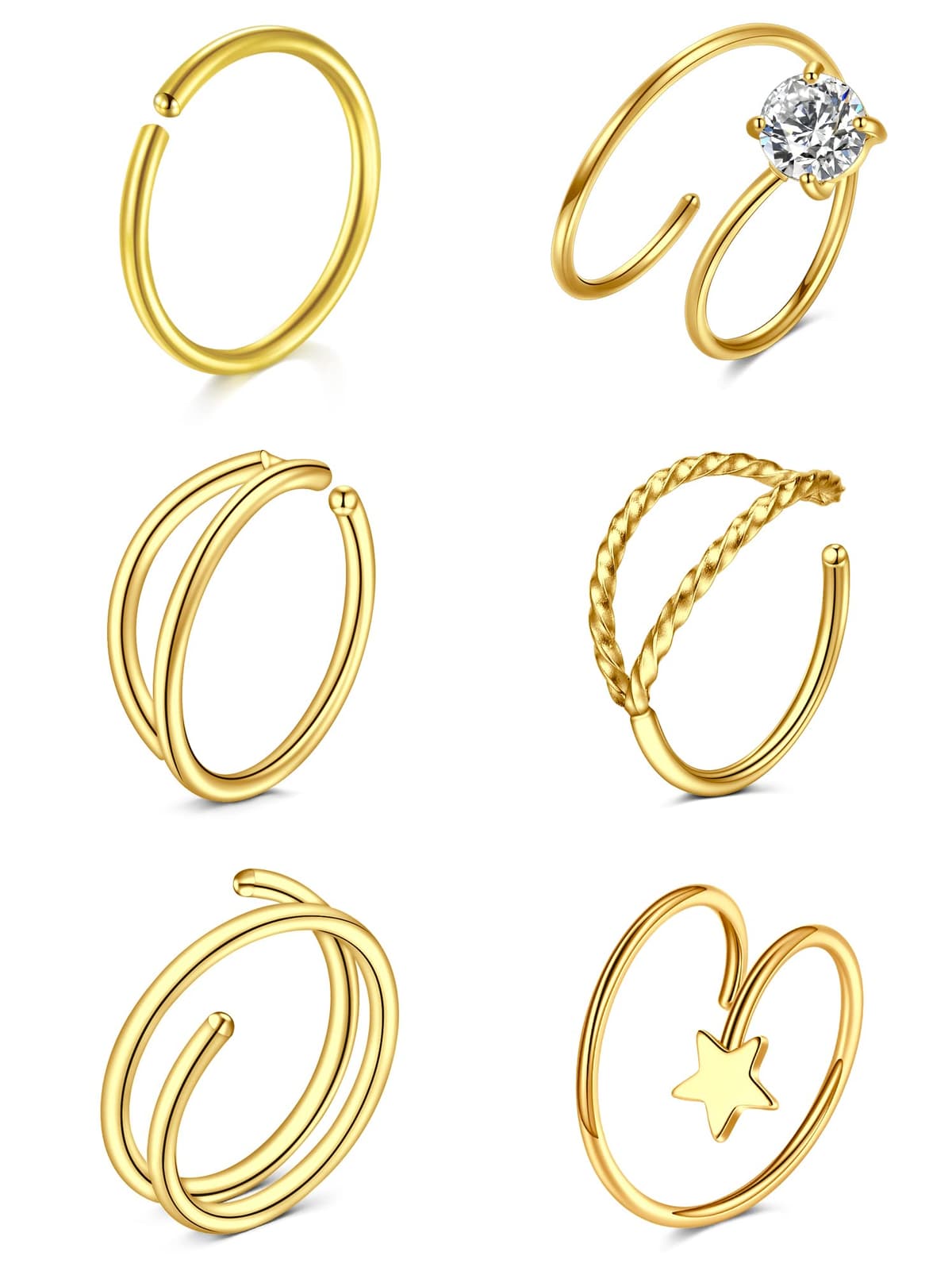 LAURITAMI Pendientes Piercing Nariz de Acero Quirúrgico Perno Curvos 20G 7 mm Tornillo Espiral L Forma Opal CZ Estilos Joyas