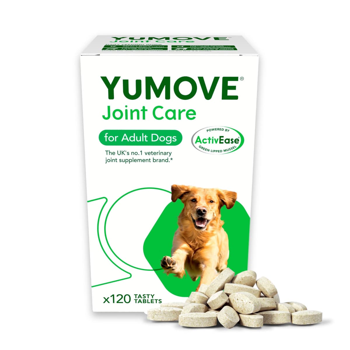 YuMOVE Joint Supplement for Dogs, Essential Dog Hip and Joint Support for Adult Dogs with Glucosamine, Chondroitin, Green Lipped Mussel, Aged 6 to 8, 120 Tablets