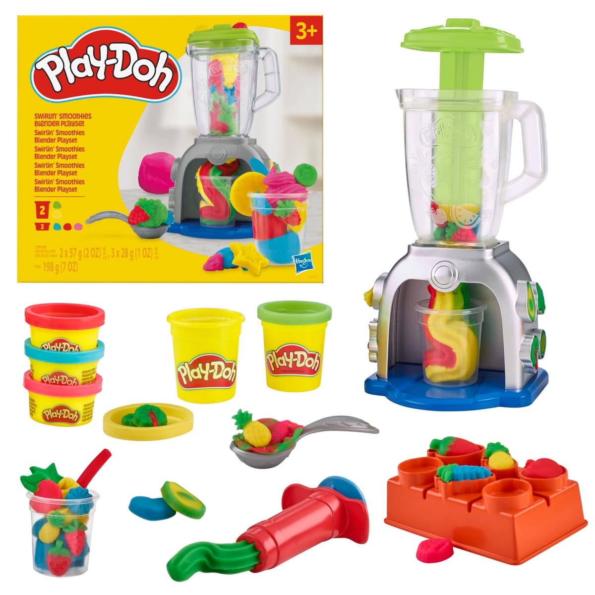 Play-Doh Swirlin' Smoothies Toy Blender Playset, Play Kitchen Appliances, Kids Arts and Crafts Toys for Ages 3+, Pretend Play Toy for Unisex