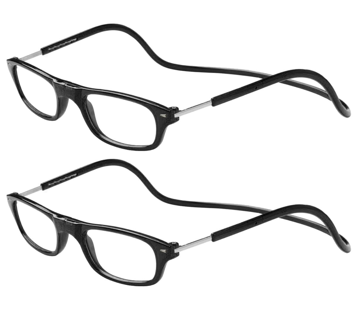 TBOC Pack: Gafas de Lectura Presbicia Vista Cansada – (Dos Unidades) Graduadas +3.50 Dioptrías Montura Negra Hombre Mujer Imantadas Plegables Lentes Aumento Leer Ver Cerca Cuello Imán
