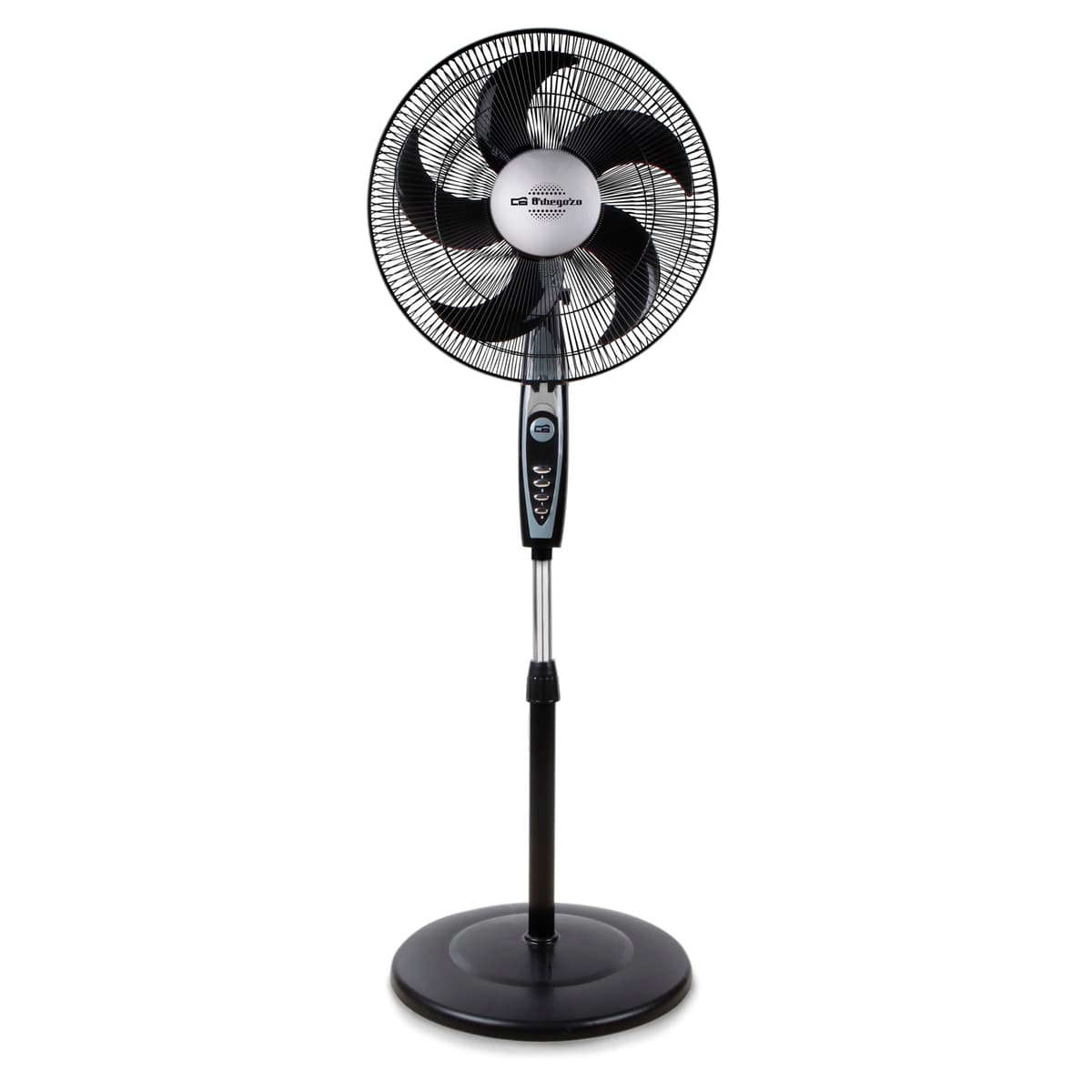 Orbegozo SF 0149, Ventilador de pie, 60 W, 3 velocidades, oscilante, silencioso, cabezal inclinable, altura regulable hasta 128 cm, rejilla de seguridad, tamaño de aspas 40 cm, color negro