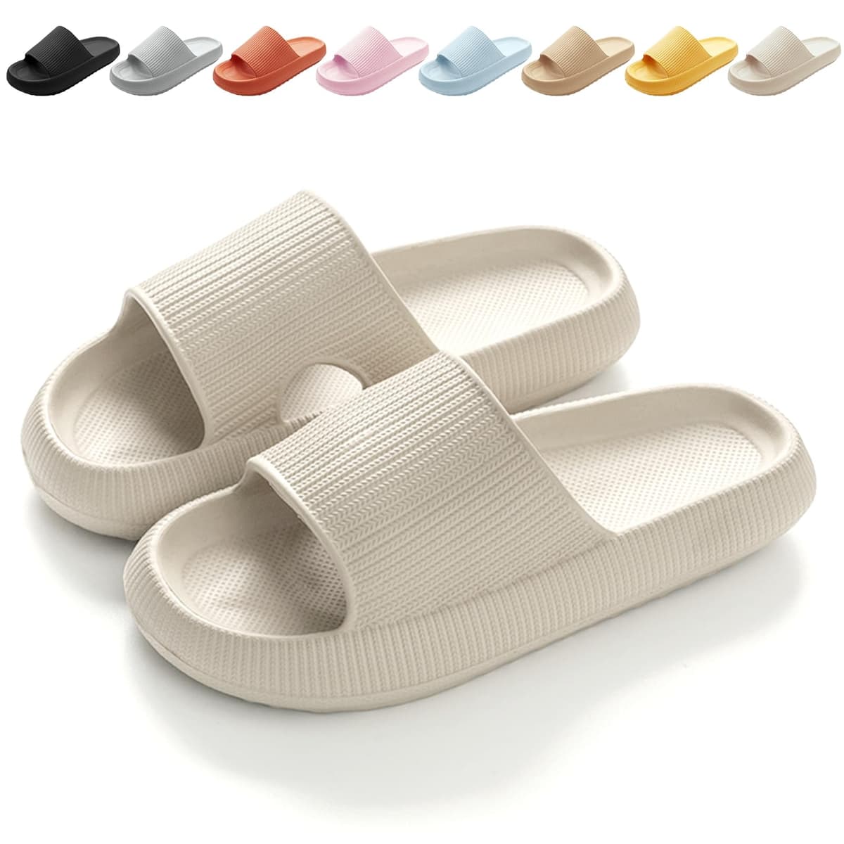 BHFRGAS Sliders Cloud Slippers Women Men,Non-Slip Mens Womens Slippers Cloud Sliders,Soft Flip Flops with Thick Sole for Shower Bathroom Pool Beach