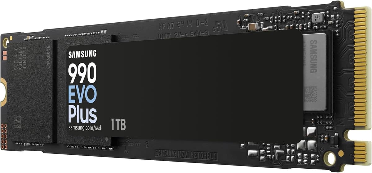 Samsung 990 EVO Plus, 1TB, PCIe 4.0 x4 / 5.0 x2, NVMe2.0 (up to 7150 MB/s), NVMe M.2 (2280), Internal Solid State Drive (SSD)