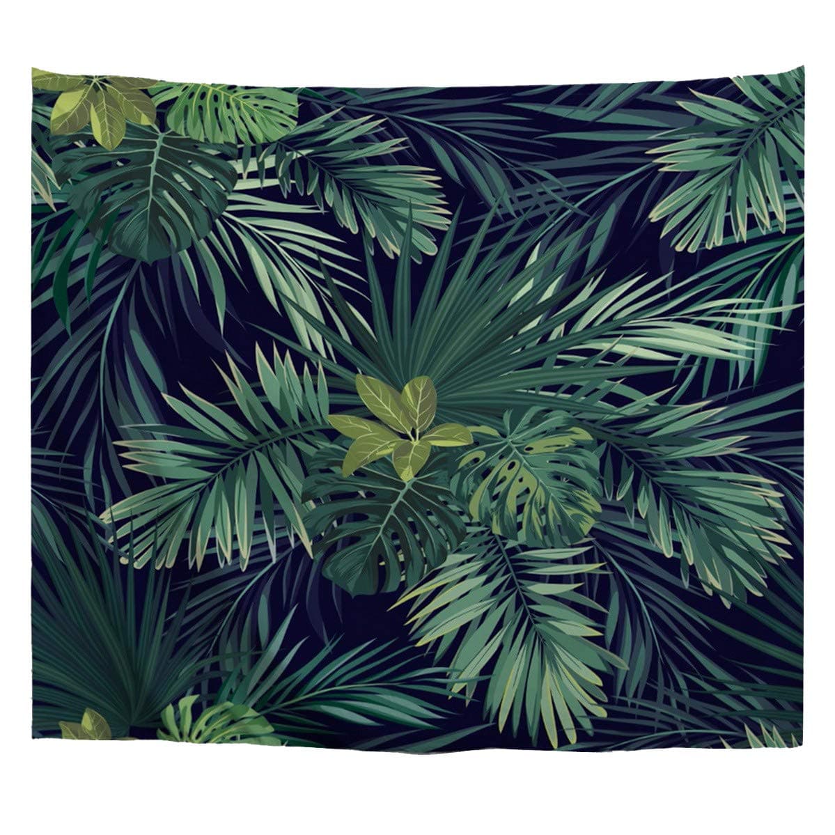 A.Monamour Tropical Dark Green Banana Palm Tree Leaf Plants Themed Print Fabric Tapestry Wall Hangings Blanket Bohemian Bedspread Cover Hippie Beach Towels Bedroom Living Room Dorm 153X102Cm/60"X40"