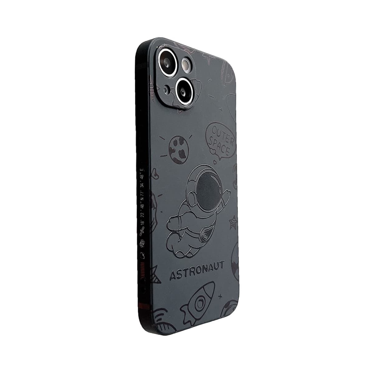 Yonds Queen for iPhone 15 Plus Cute Case, Cool Cartoon Astronaut Rocket Moon Space Design Stylish Soft TPU Bumper Shockproof Anti-Slip Protector Fashion Case (Fly Black, iPhone 15 Plus)