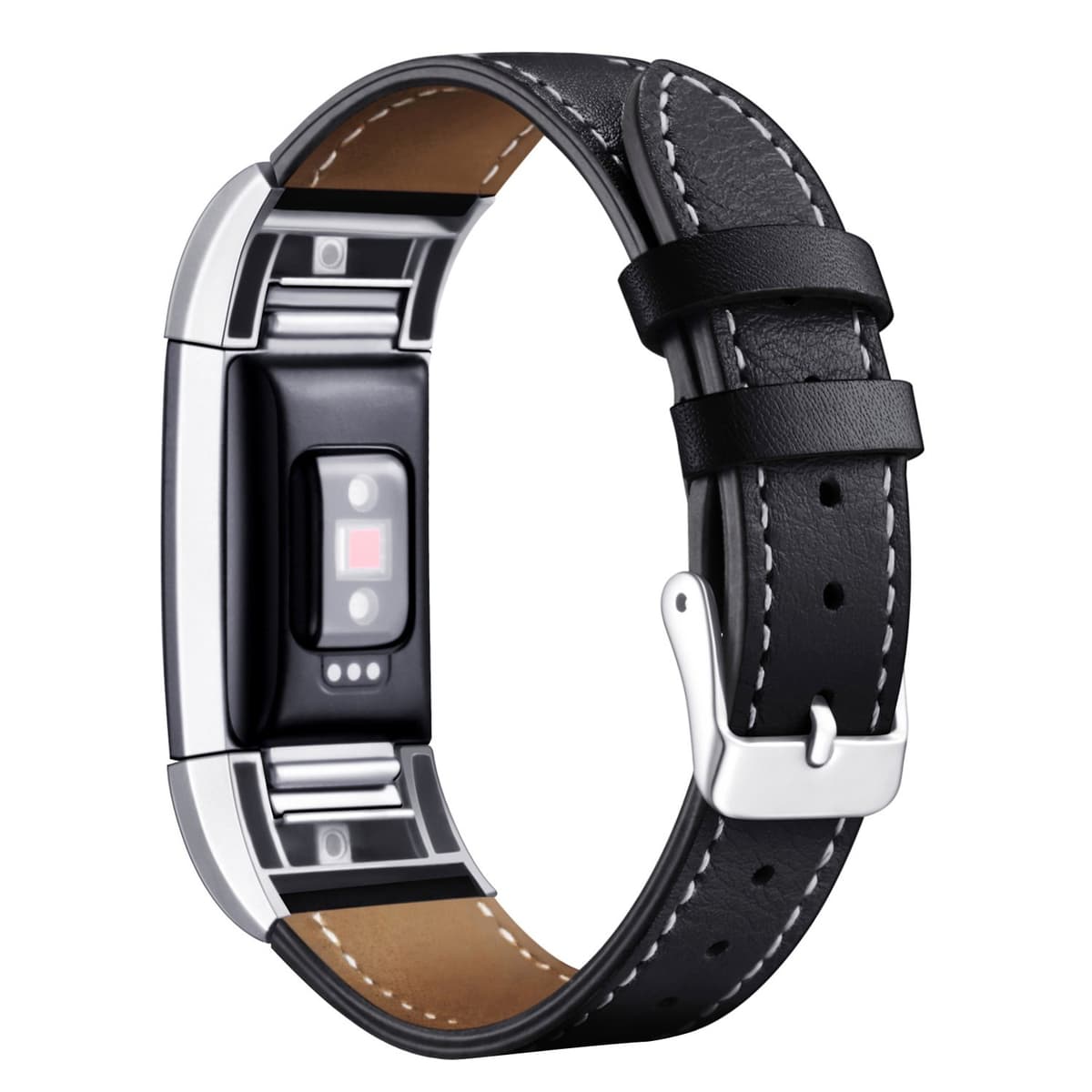 Mornex Correa de Cuero Genuino Compatible Charge 2, Correa Ajustable Correas de Recambio Pulseras Pulsera Banda de Actividad Física con Conectores de Metal