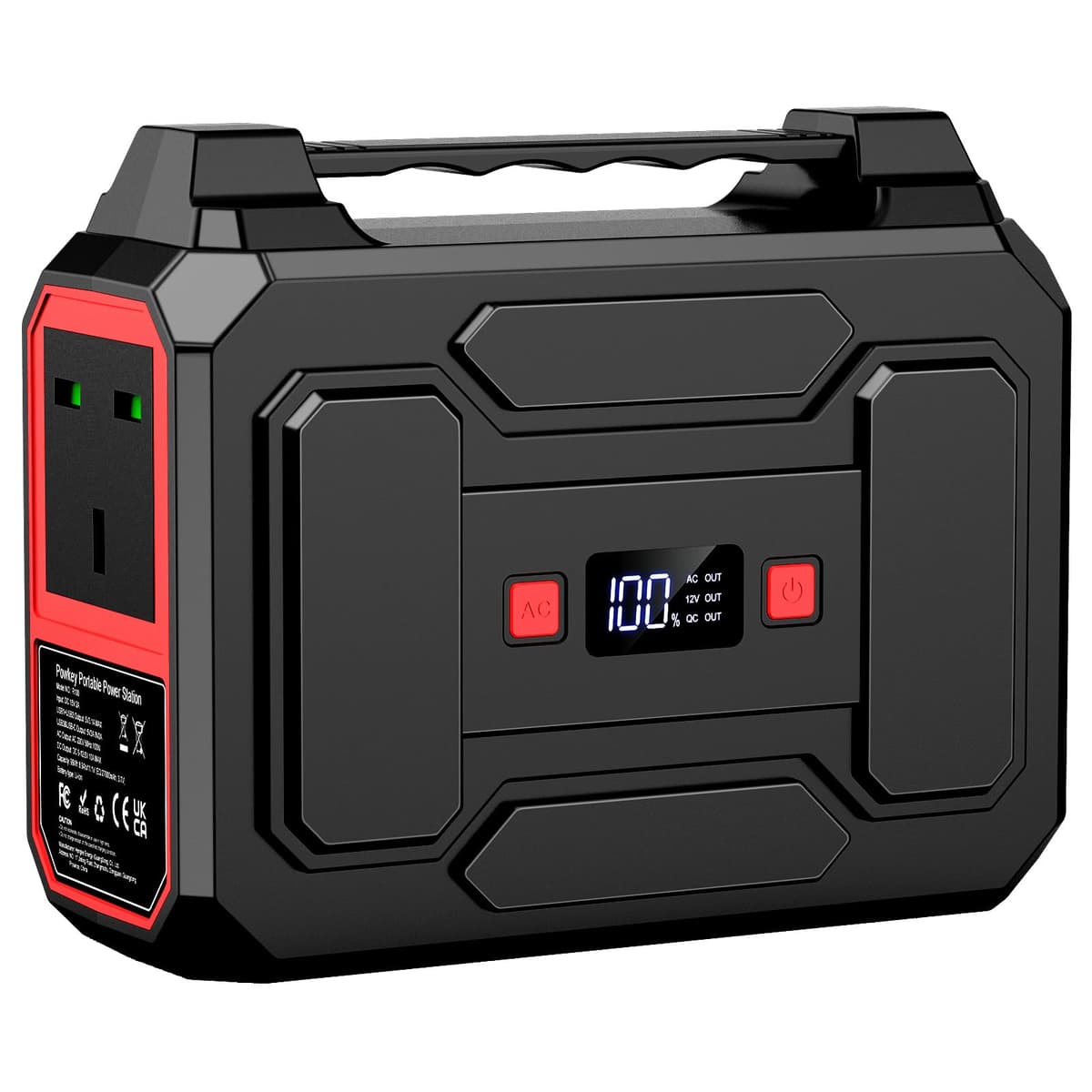 Powkey 99Wh/ 27000mAh Portable Power Station,100W Camping Power Pack,Solar Generator with AC/DC/USB/Type- C Outlet for Outdoors Camping Travel Fishing Emergency Power Supply Red