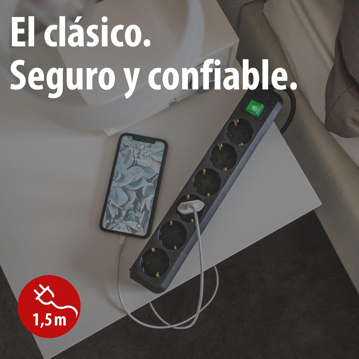 Brennenstuhl Set Eco-Line de 2 Unidades, Regleta de 6 Tomas (múltiples Tomas con Contacto de protección, Mayor protección con