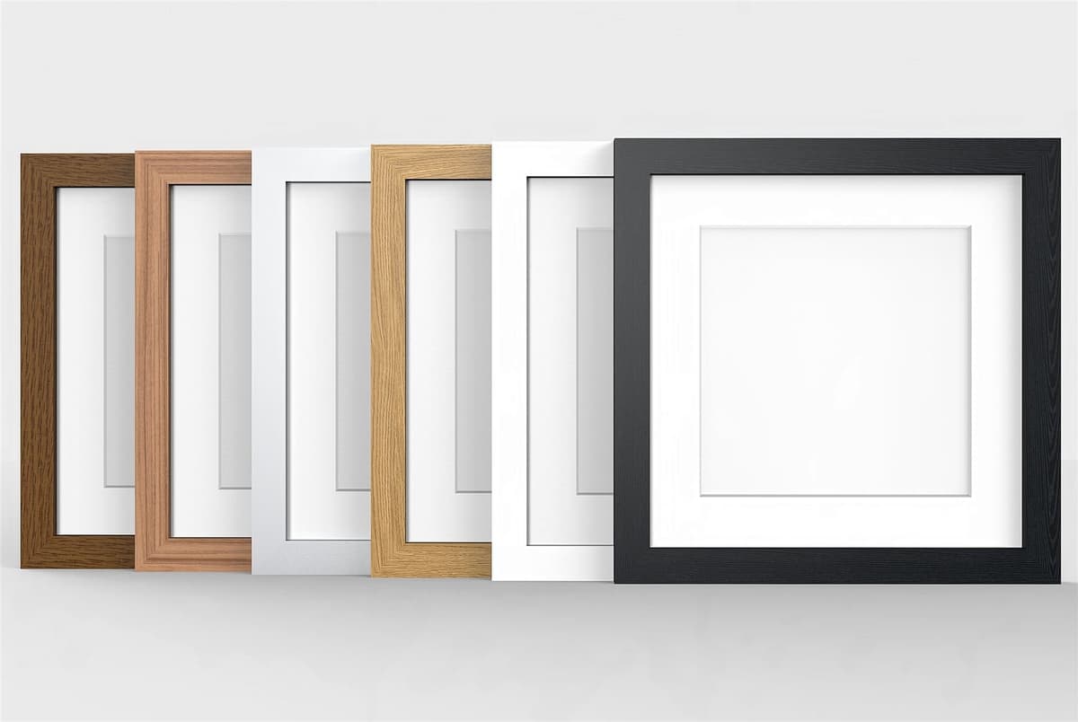 11X11 OAK MODERN PHOTO PICTURE POSTER FRAME WITH WHITE 7X7 MOUNT