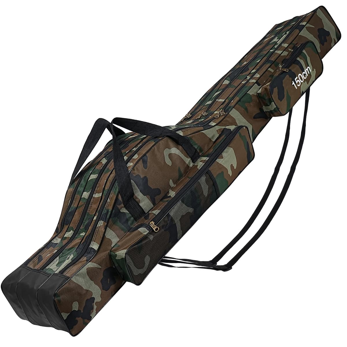 Lomffy Bolsa para Caña de Pescar Portátil, 150cm Plegable Alta Capacidad Bolsa de Almacenamiento para Caña de Pescar con 3 Capas Impermeable Duradero Bolsa de Transporte para Caña de Pescar (Marrón)