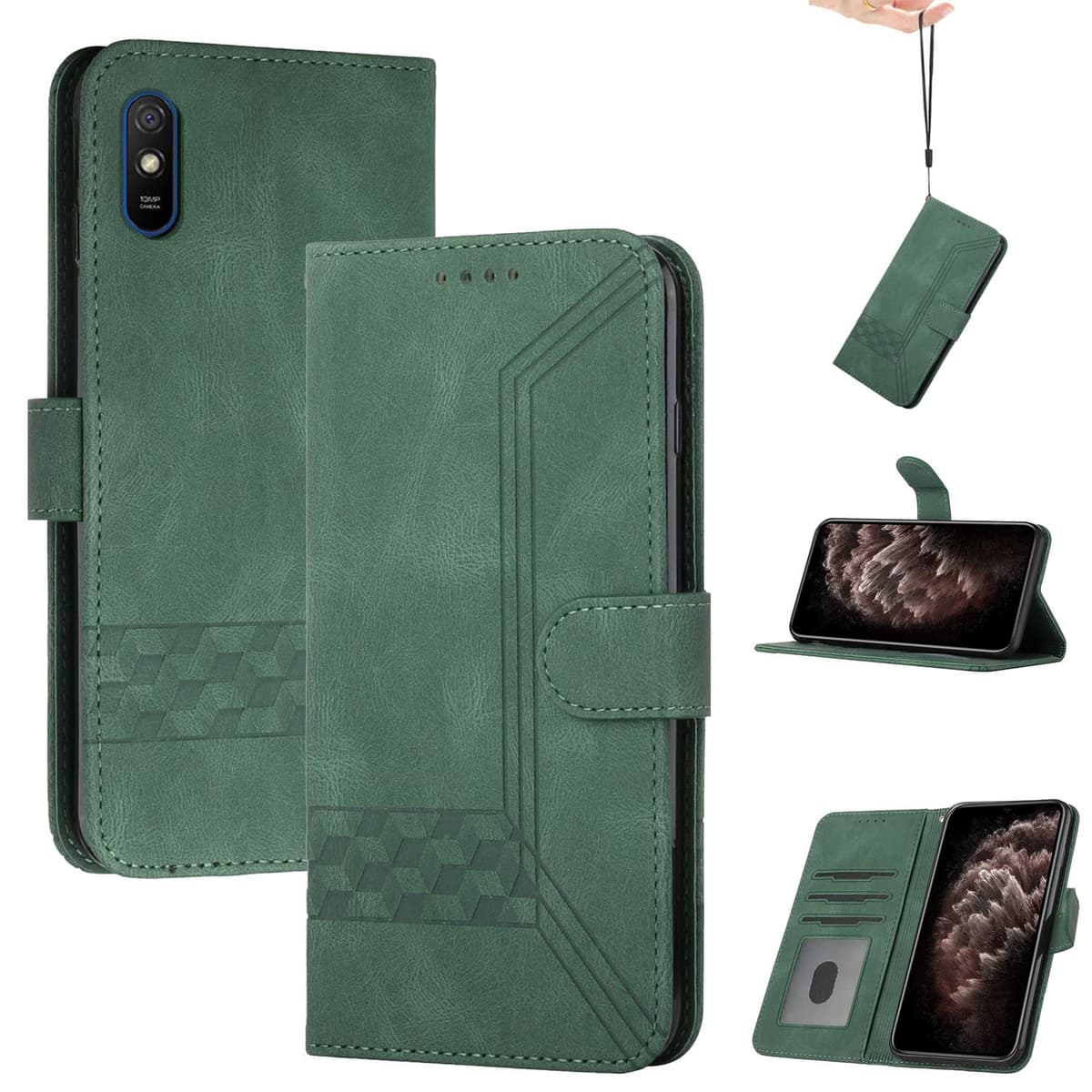 Genlision Funda Compatible con iPhone 12/12Pro(6.1),Flip Leather Edition,Funda de Cuero PU con Cáscara de TPU, magnético, función de Soporte y Ranuras para Tarjetas-Negro