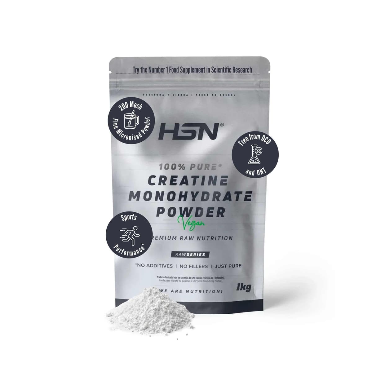 HSN Micronized Creatine Monohydrate 1 kg | 100% Pure, Unflavored | Vegan, Gluten Free and No Additives | High Solubility and Maximum Purity | Does Not Include Doser