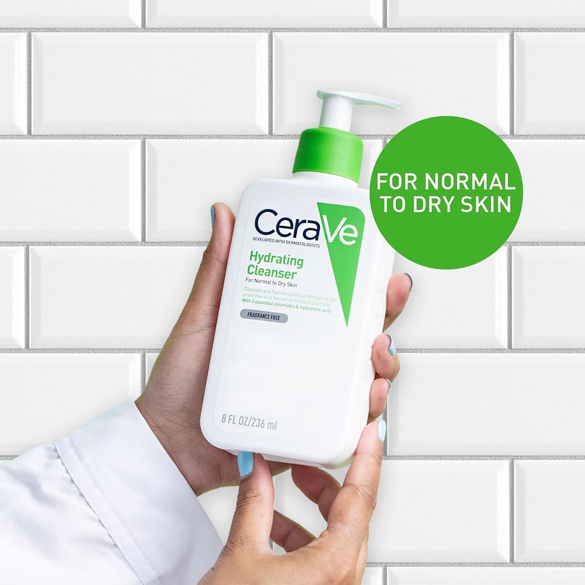 CeraVe Hydrating Cleanser for Normal to Dry Skin 236 ml with Hyaluronic Acid and 3 Essential Ceramides Aromático 236 ml (Pack of 1)