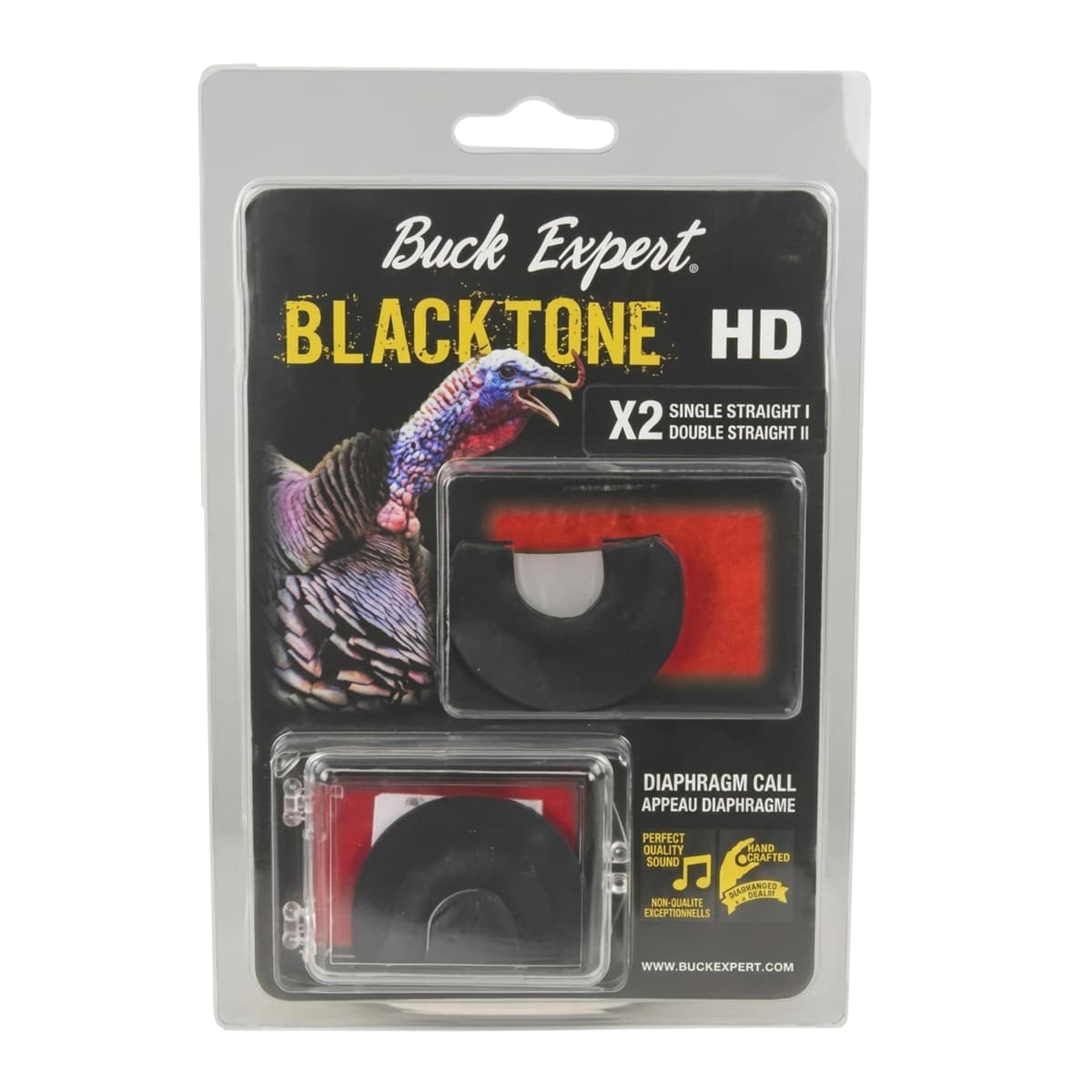Buck Expert Blacktone HD Single Straight Turkey Call – Diaphragm Mouth Call for Wild Turkey Hunting – Handcrafted, Realistic Hen Sounds, Easy to Use