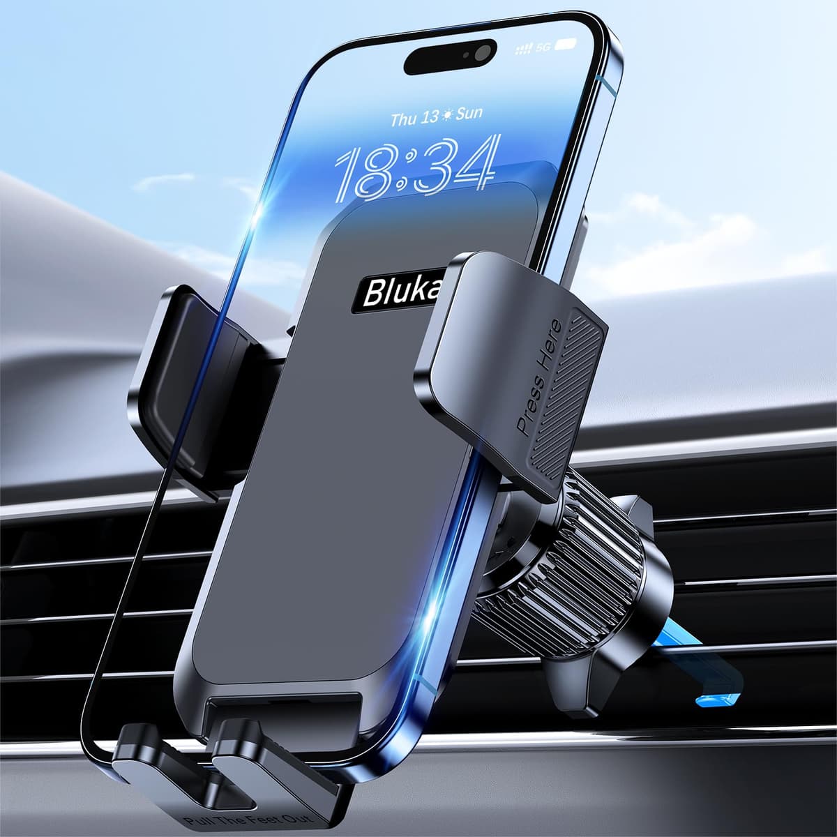Blukar Car Phone Holder, Air Vent Car Phone Mount Cradle for 360° Rotation, Upgraded Ultra Stable Hook Clip - One Button Release Function for iPhone, Galaxy All 4.0''-7.0'' Smartphones