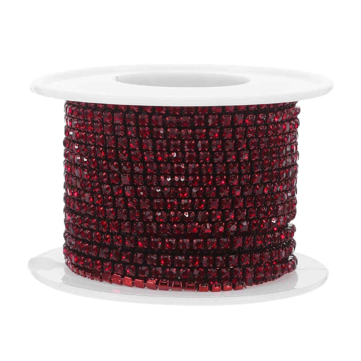 Sosoport Cadena de Gemas de Imitación 2 Mm, 10 Yardas, Rojo Profundo Ss6, Cinta para Joyería, Ropa, Zapatos y Manualidades Diy, Cadena de Cristal para Adornos y Costura