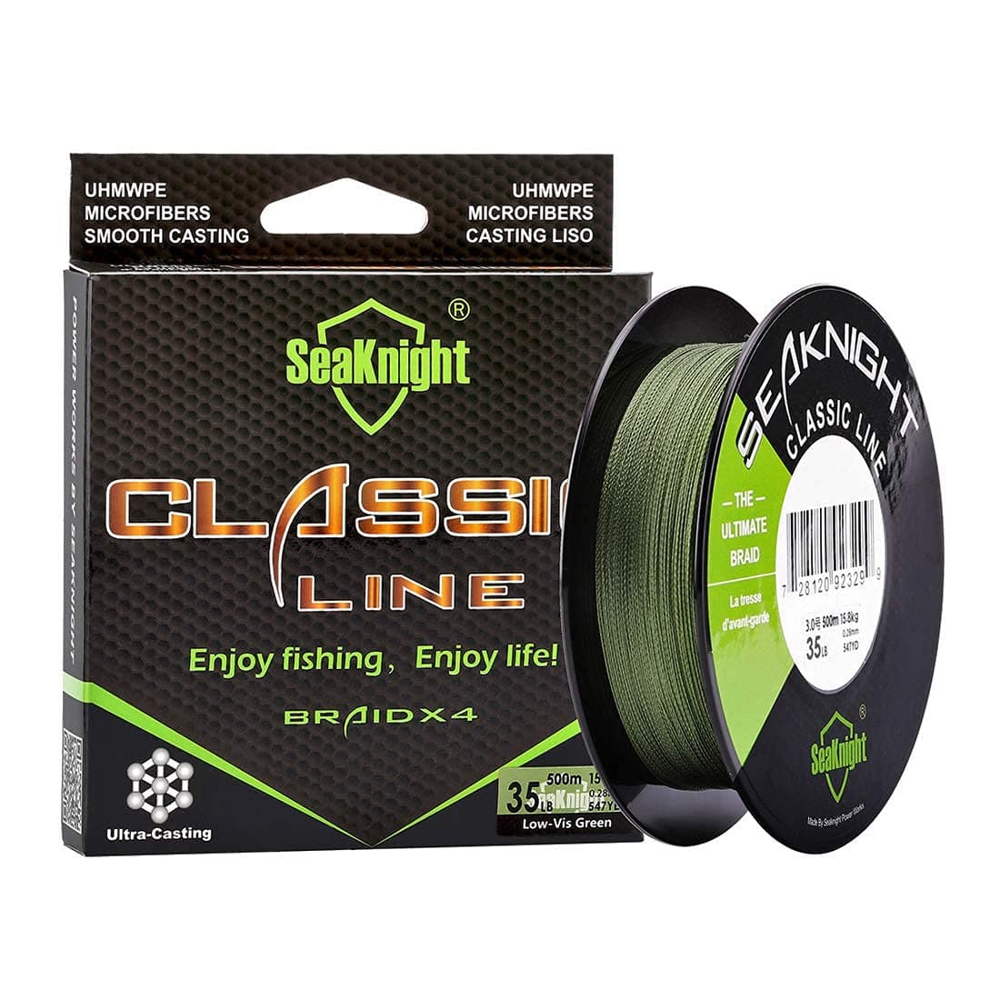 SeaKnight Classic sedal Trenzado Pesca 4 Hilos 300M/500M Liso Linea de Pesca de la Carpa, Pesca en el mar 6-50LB