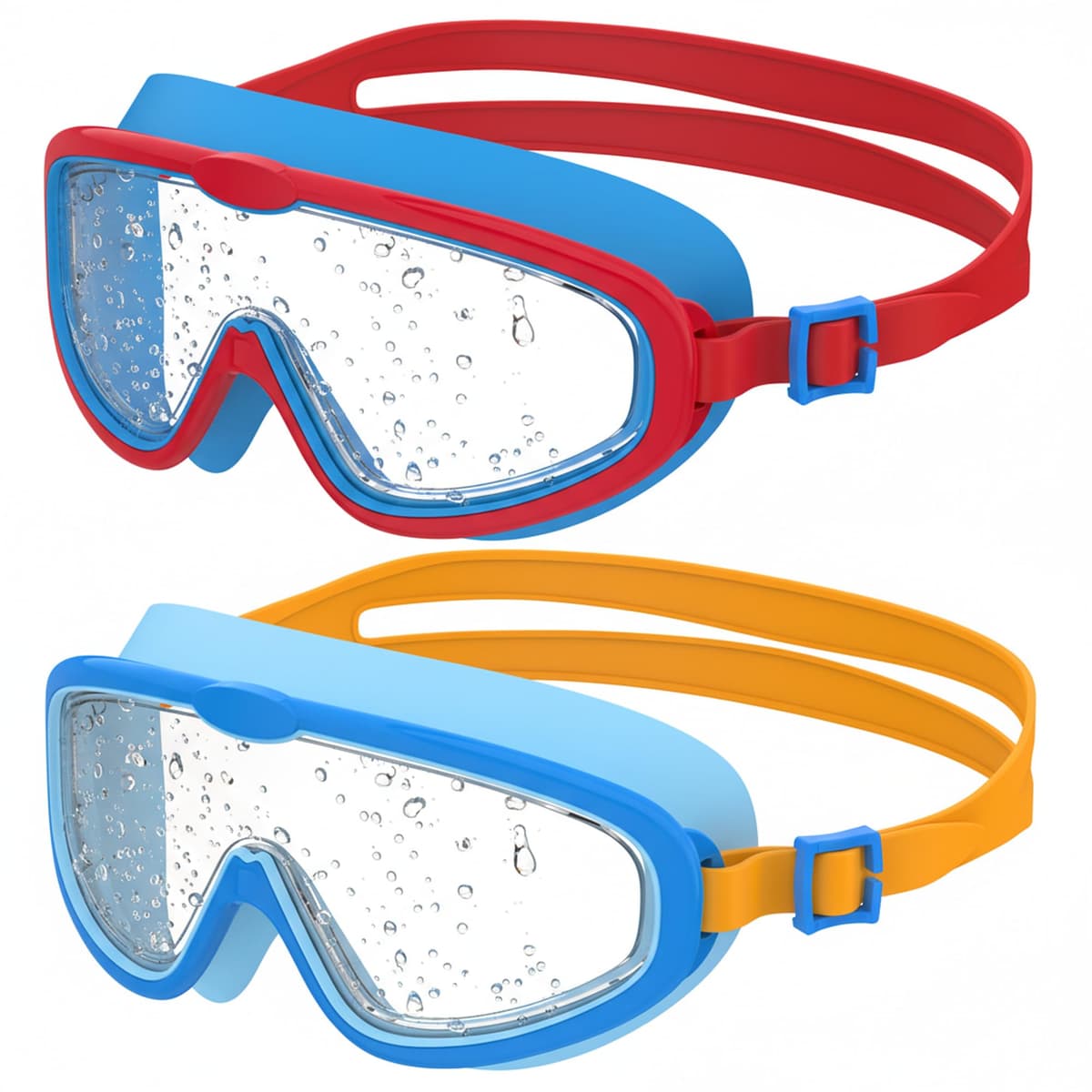 Seaflar 2Pcs Gafas de Natación Infantiles de Marco Grande, Visión Clara Antivaho, Protección UV, Ajuste Rápido, Aro de Silicona, Gafas Unisex para Niños y Adolescentes de 3 a 14