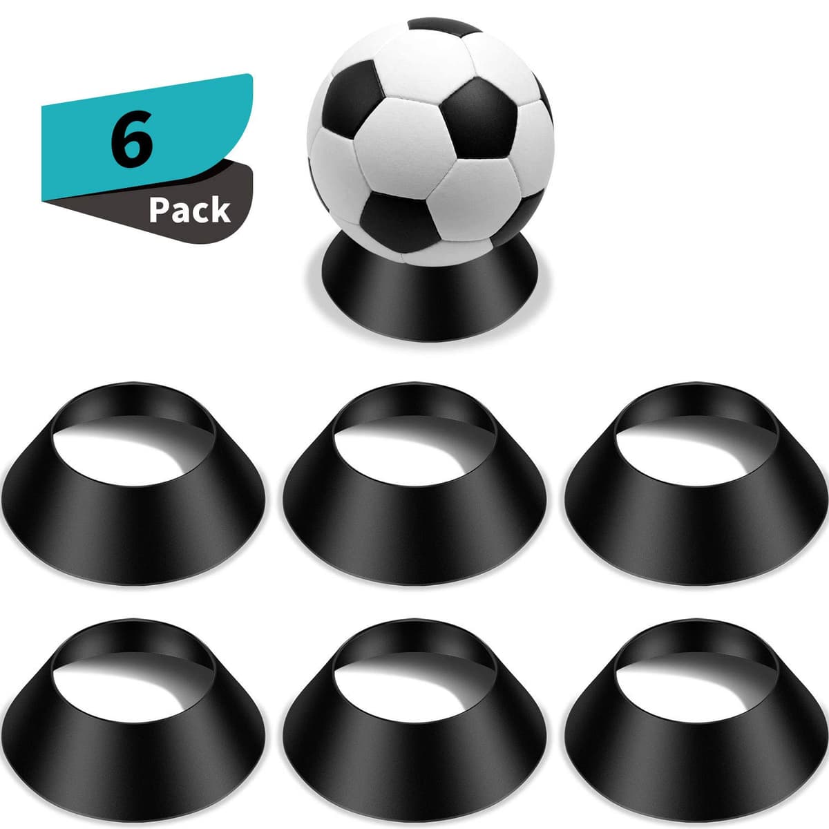 6 Piezas Soportes de Balón Base de Balón Pedestal Estante de Exhibición para Baloncesto Fútbol Voleibol Softbol Bolos (Negro)
