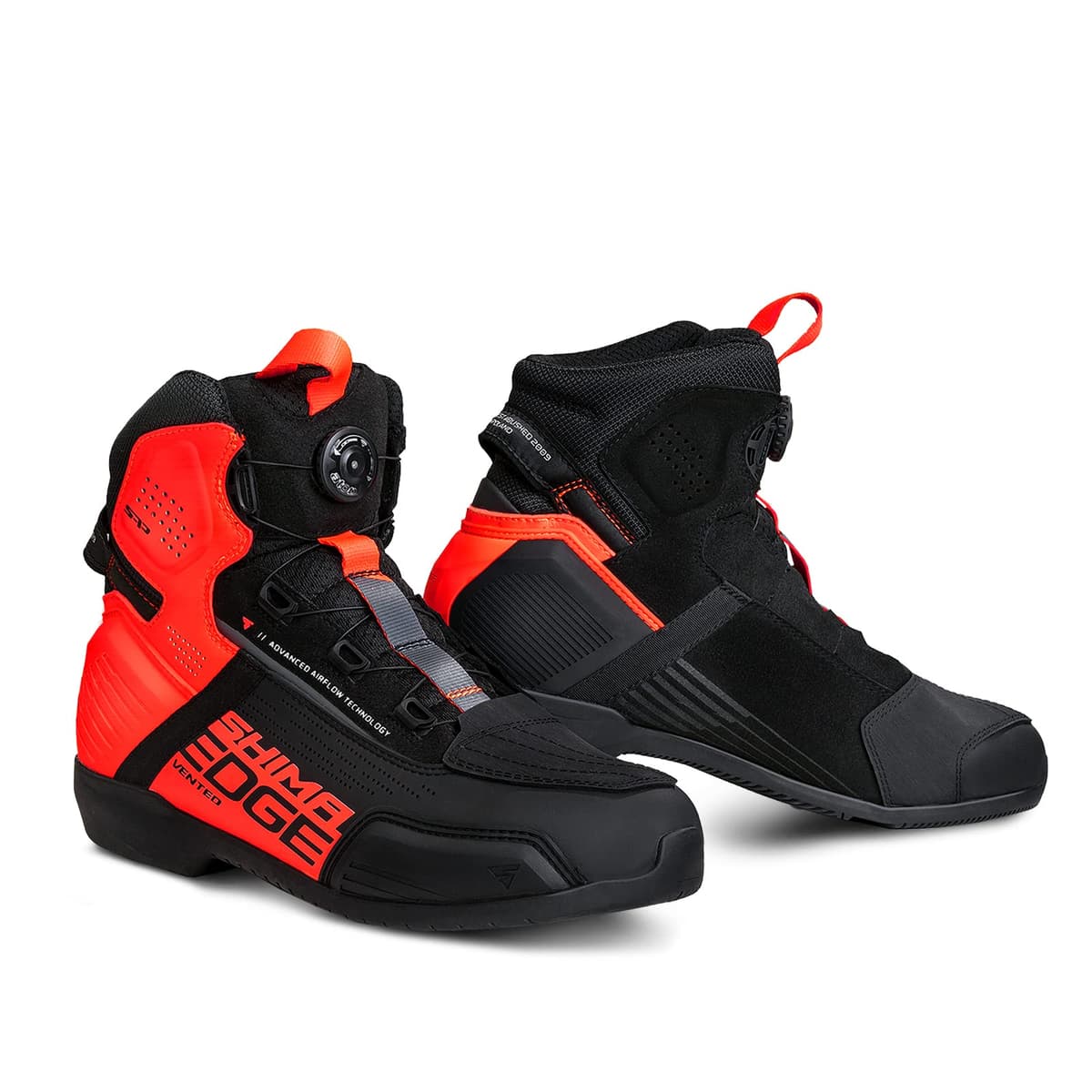 SHIMA EDGE VENTED Botas Moto Hombre Cuero Ventilada Zapatillas ATOP Verano Calzado Motorista Baja Adventure Cremallera Lateral Protección Tobillo Motocicleta Trail (Masculinos, Ventilado, Rojo, 45)