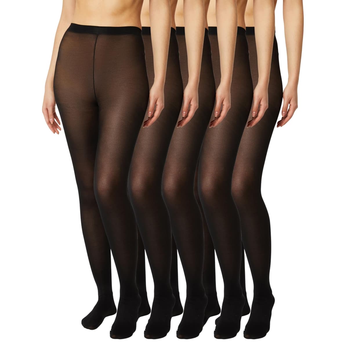 FM London 5-Pack Tights for Women - Comfortable Women's Tights with Stretch Fit Design - 40 Denier - Available in Black, Nude & Navy Colours - Soft and Durable Construction for All Occasions S Black