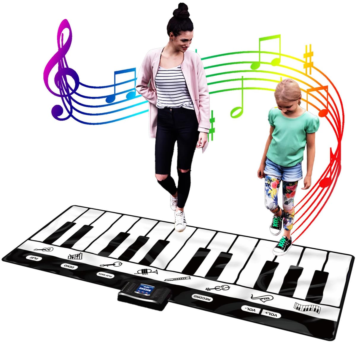 SUNLIN Alfombra de Piano Gigante de 1,8 m para Niños y Bebés, 24 Teclas, 10 Canciones Integradas, 8 Sonidos de Instrumentos, Juguete Musical Regalo para Niños y Niñas de 3 4 5 6 7 8 9 Años