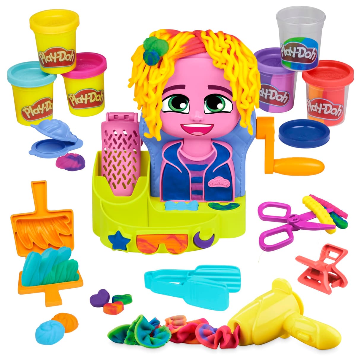 Play-Doh Hasbro Peluquería, Manualidades para Niñas y Niños a Partir de 3 Años, Set con Herramientas y 6 Botes de Plastilina de Colores, Regalo Creativo