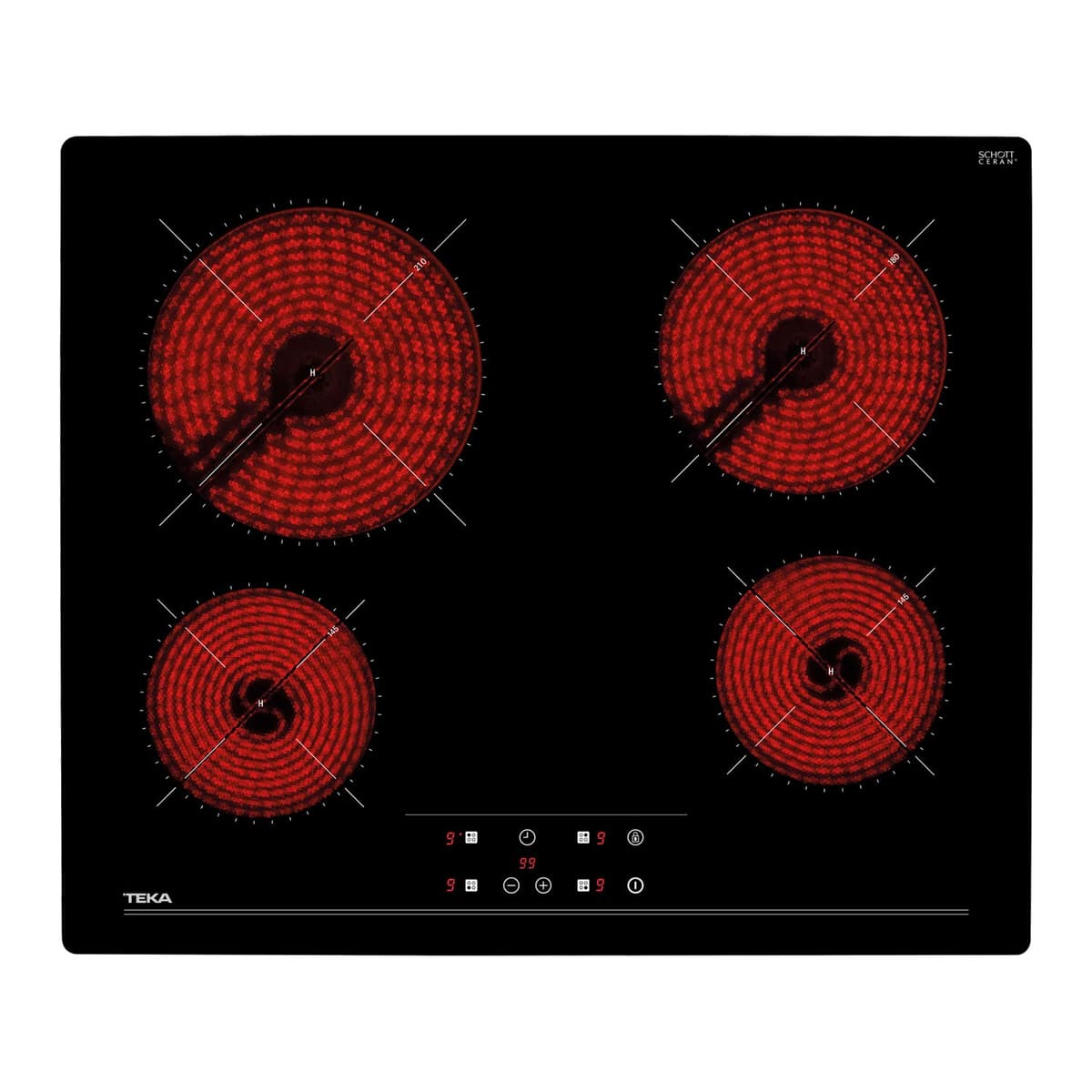 TEKA Vitrocerámica 4 Fuegos 60 cm, Tecnología Touch Control con Cronómetro, Sistema fácil instalación Fast-Click, Modelo TZ 6415
