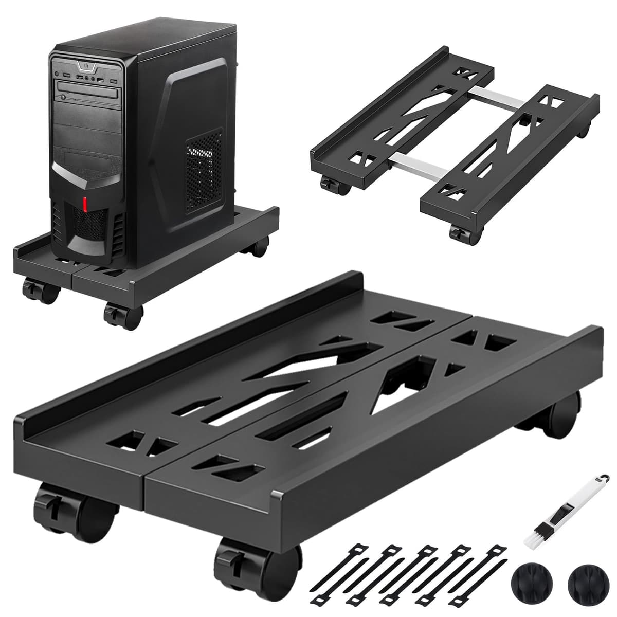 Soporte para CPU, Soporte Móvil Ajustable para CPU y Torre de PC con 4 Ruedas Giratorias con Bloqueo - Ajustable(20-30cm), Soporta hasta 30kg, Ideal para Hogar, Oficina y Estación de Gaming