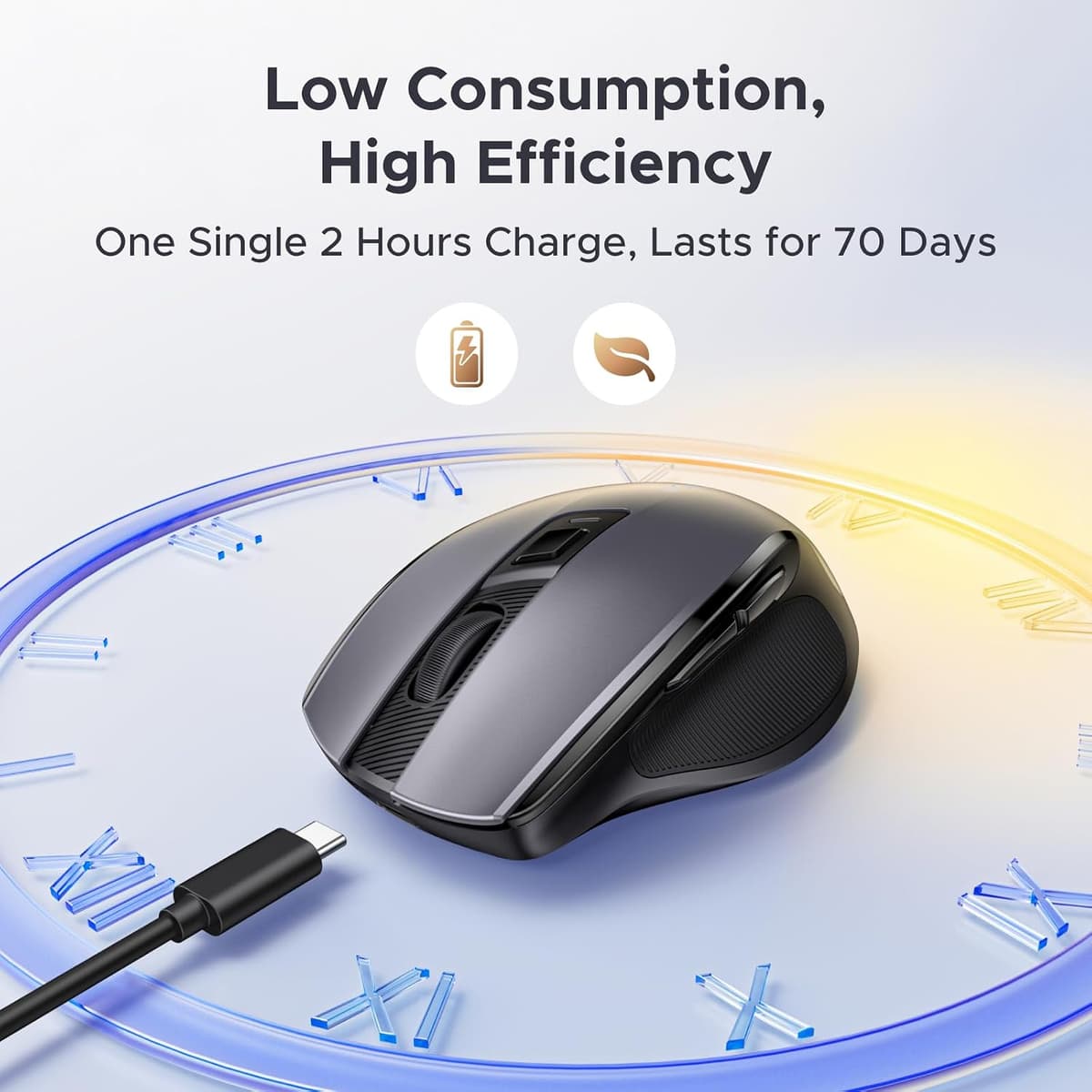 UGREEN Wireless Mouse, Bluetooth Mouse&2.4GHz Dual Modes, Fast-rechargeable & Ultra-long Battery Life, 40dB Silent Computer M