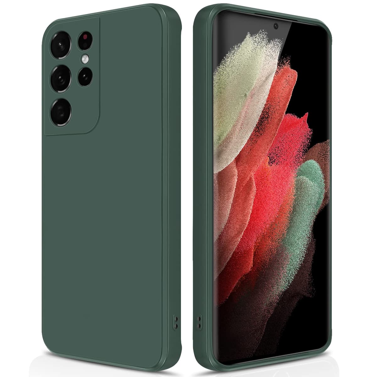 GiiYoon Case Compatible with Samsung Galaxy S21 Ultra 5G, Silky-Soft Touch Full-Body Protective Phone Silicone Case, Shockproof Cover with Microfiber Lining, green