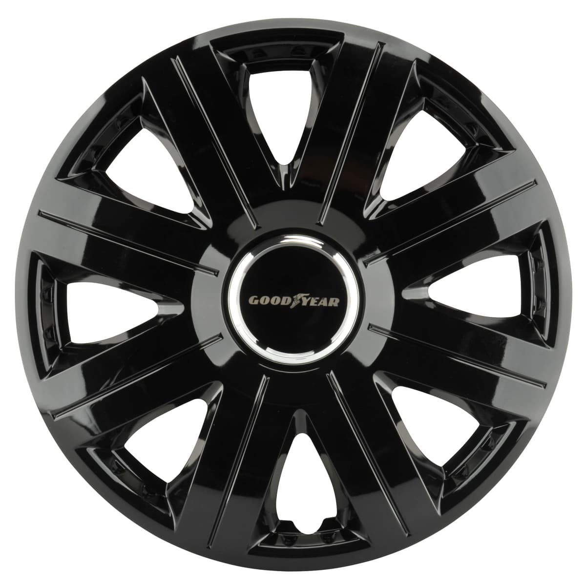 Goodyear 75507 Wheel Covers Clip 15 Inch, Black/ Silver, Set of 4