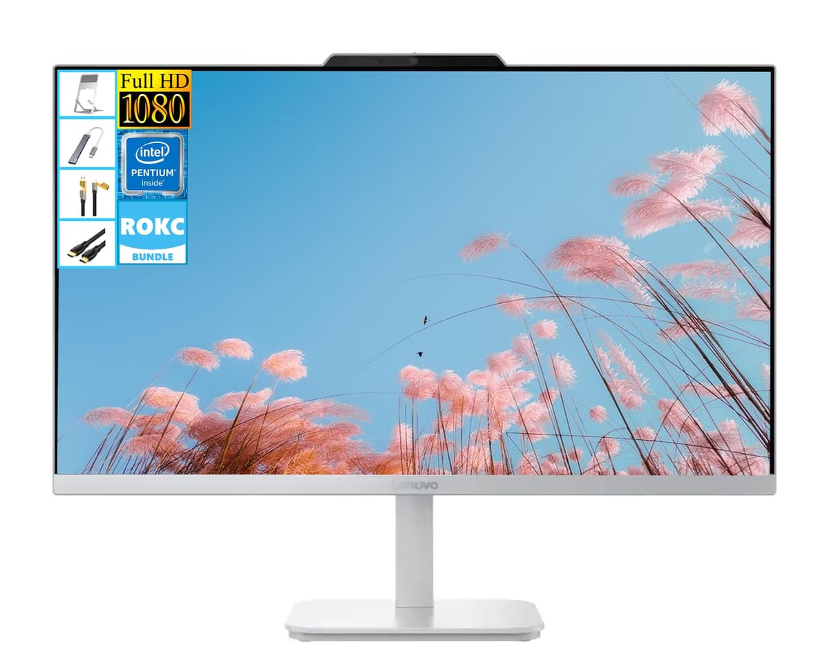 Lenovo A100 AIO Desktop| 23.8" FHD Anti-Glare All-in-One Computer|8GB RAM|256GB SSD| Intel 4-Core CPU| Webcam| Wi-Fi 6 | RJ-45|Windows 11| Weired Keyboard & Mouse| for Business & Students| RK Bundle