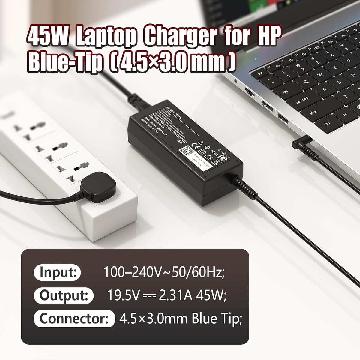 45W Laptop Charger Compatible with HP Pavilion 11 13 15, Elitebook 840 850, ProBook 430 440 450, Chromebook 11 14, envy, Stream 11 13 14, Spectre, 741727-001 Power Supply Adapter (4.5x 3mm) 45W 4.5x3.0mm