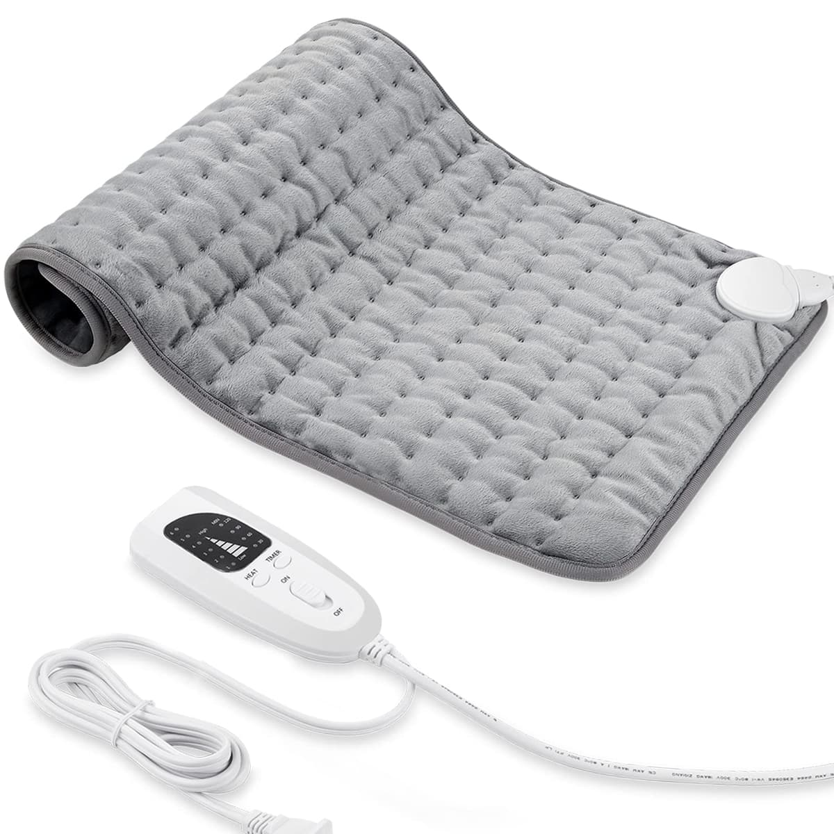 Manta Electrica,Almohadilla TéRmica,Almohadilla De Calefacción EléCtrica Con Apagado AutomáTico Y 6 Temperaturas Almohadilla De Calefacción (Gris Claro, 30x60cm)