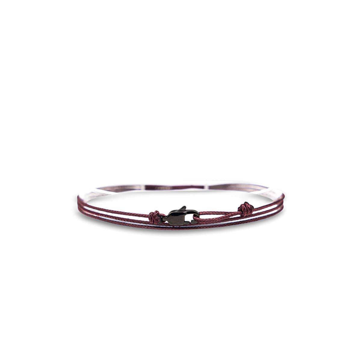 Made by Nami Pulsera Fina para Hombres y Mujeres con Cierre de Mosquetón Hecha a Mano - Joyería Marítima para Surfistas - Pulsera de Tela Minimalista - 100% Impermeable y Ajustable (Vino Rojo Negro)