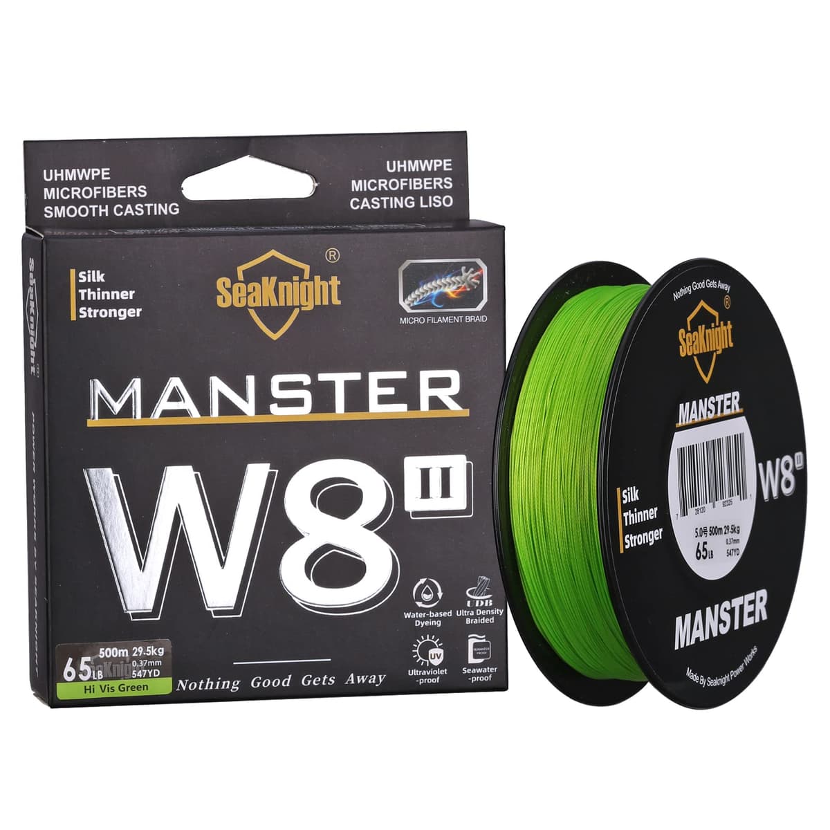 SeaKnight W8 II Sedal de Pesca Trenzado de Agua Salada de 8 Capas, 150 m/300 m/500 m, Polietileno Trenzado, 8 Hilos, para Carpa, Trucha, 15-100 kg