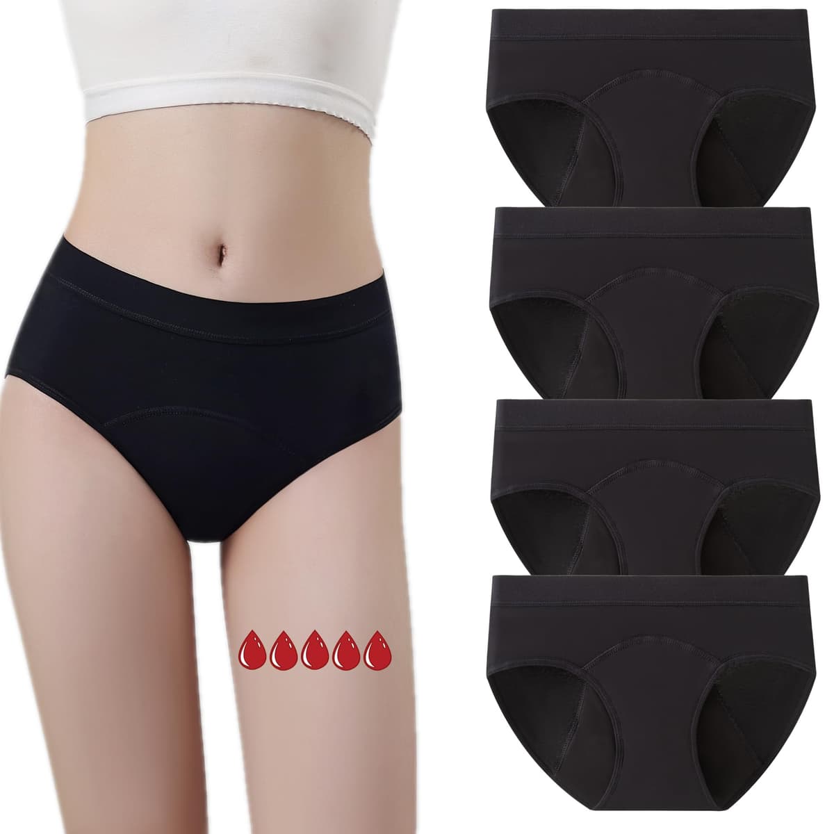 ZVZK Period Pants Heavy Flow Girls 30ML Absorb Cotton Knickers Briefs Underwear Mid Waist Hipster Menstrual Panties for teenage 8-18 Years