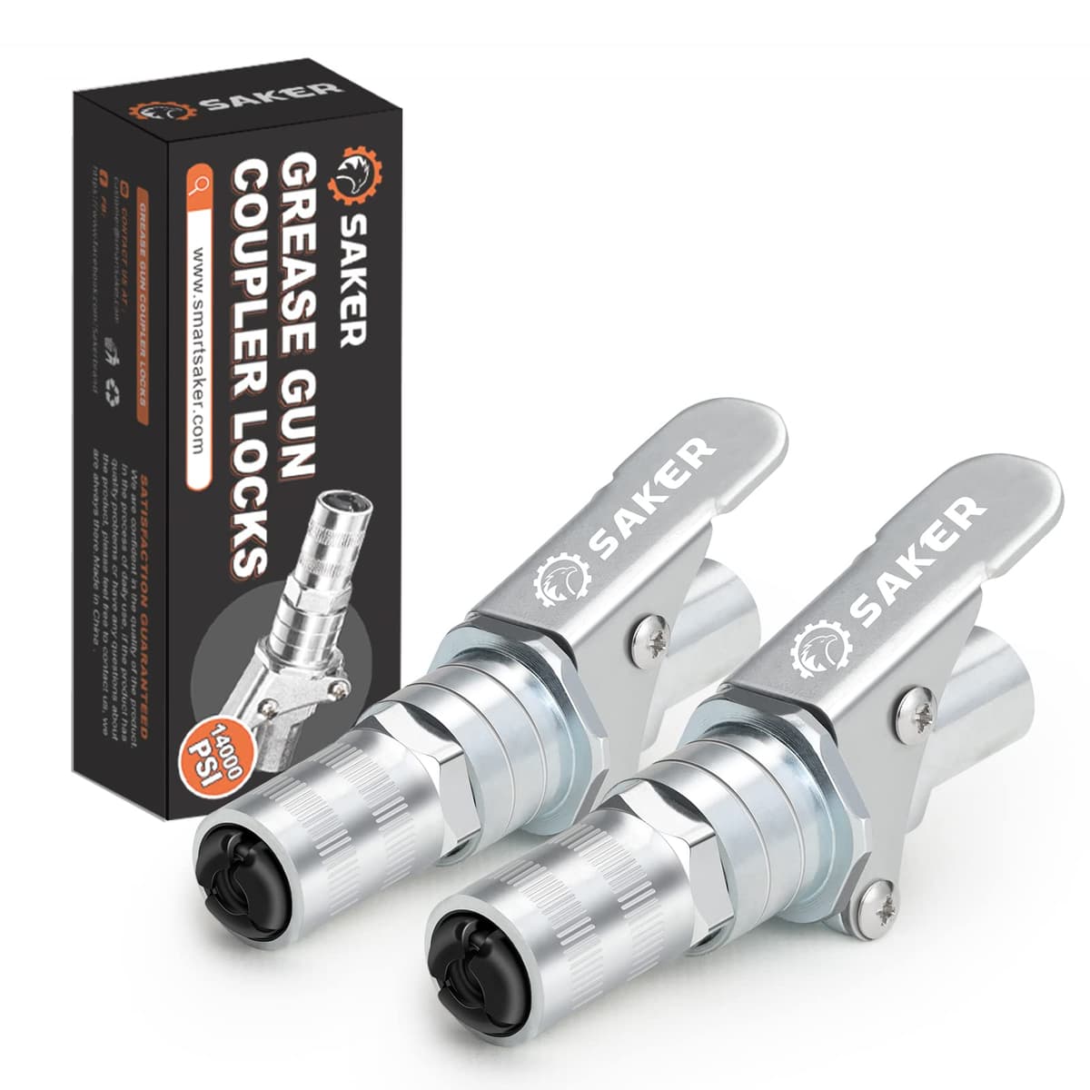 Saker Grease Gun Coupler-Upgrade to14000 PSI,Duty Quick Release Grease Couplers,Compatible with All Grease Guns 1/8" NPT Fittings(2 PCS)