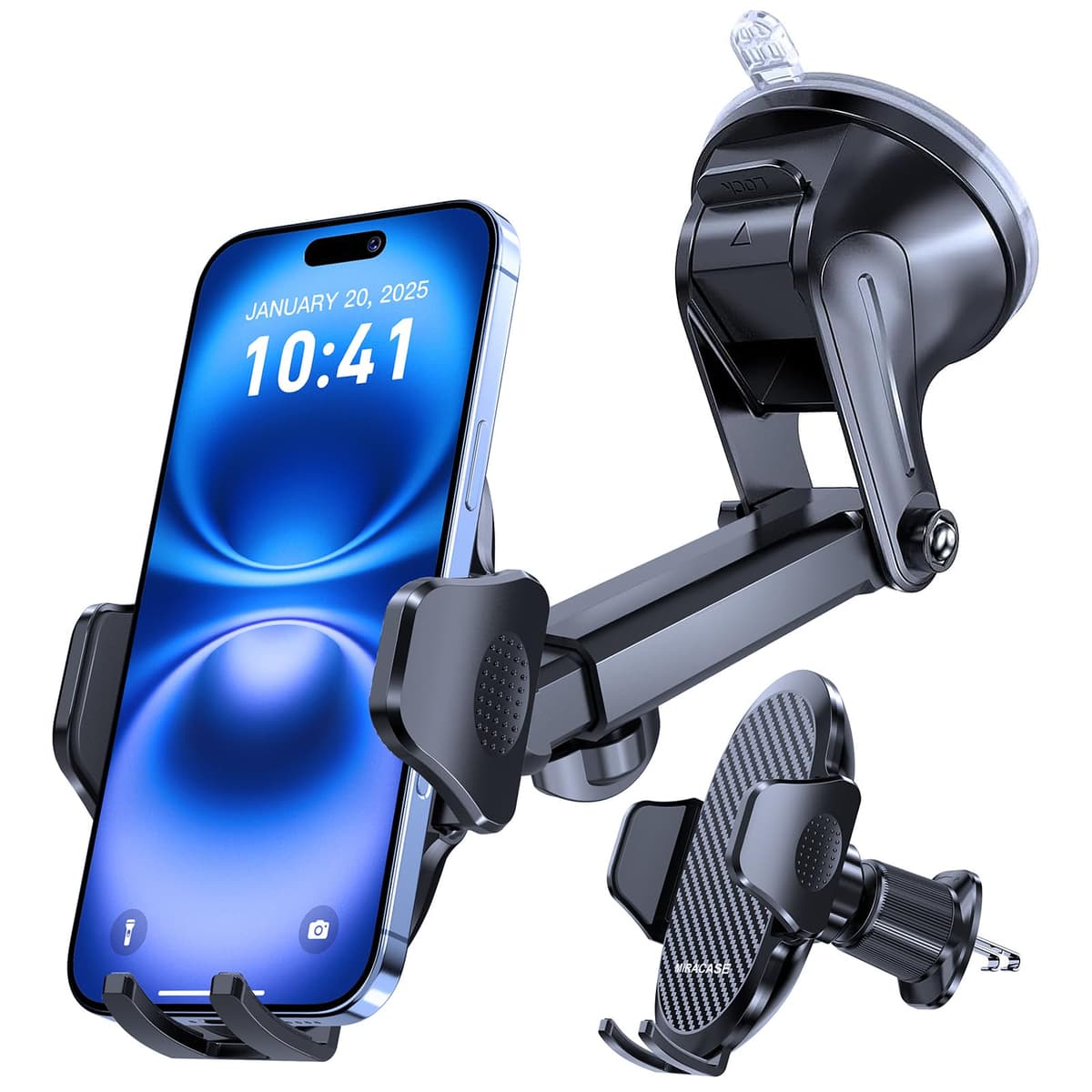 Miracase Car Phone Holder for Cars Air Vent Dashboard Windscreen Desk, 4in 1 Mobile Phone Mount Automobile Cradle 360° Rotatable Stand Vehicle Mount for iPhone 17 16 15 Pro Plus Max 14 13 12 11Samsung