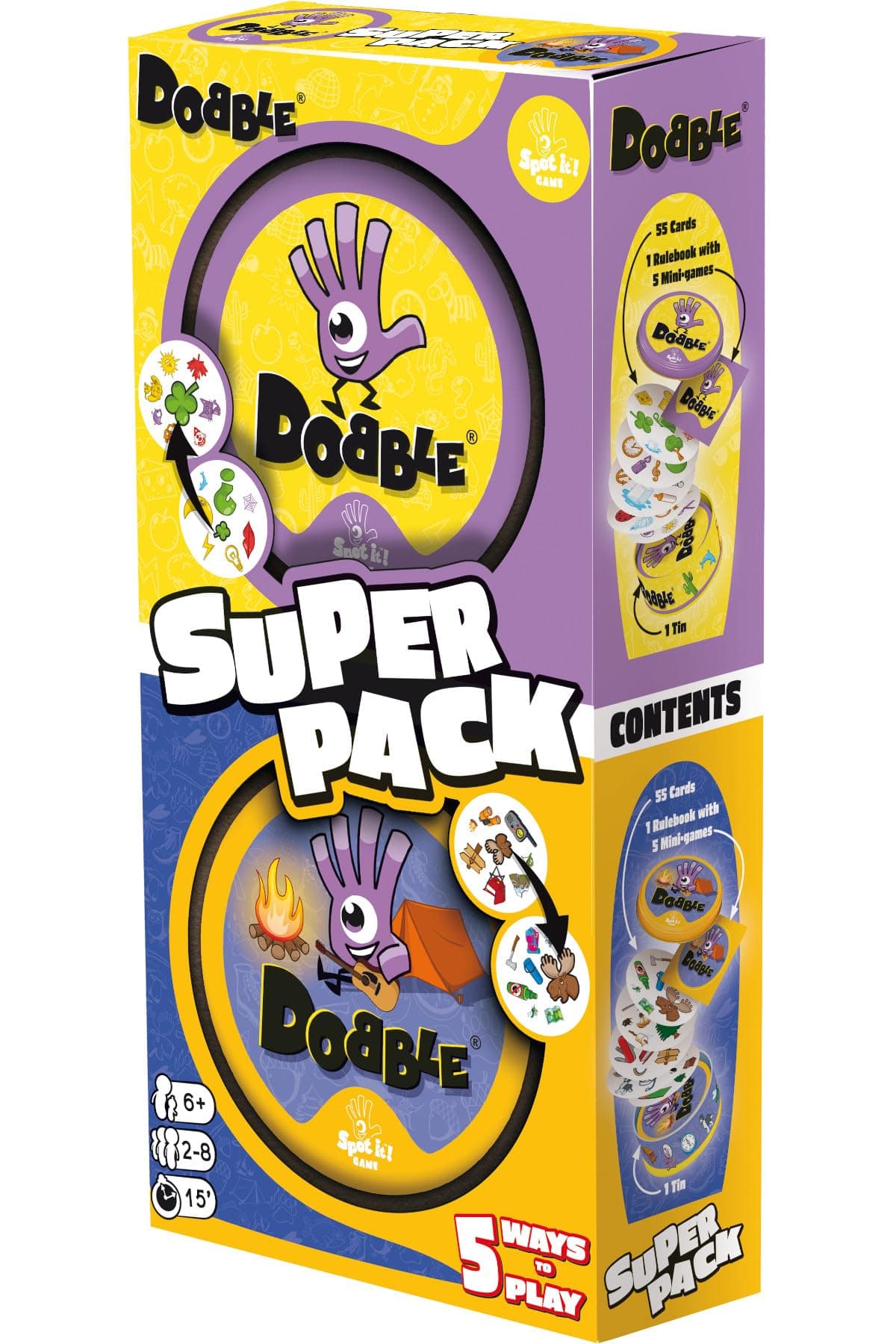 Asmodee | Dobble Super Pack (Camping + Classic) | Family Card Game | Ages 6+ | 2-8 Players | 15 Minutes Playing Time Original + Camping (Combo Pack) Double Packs
