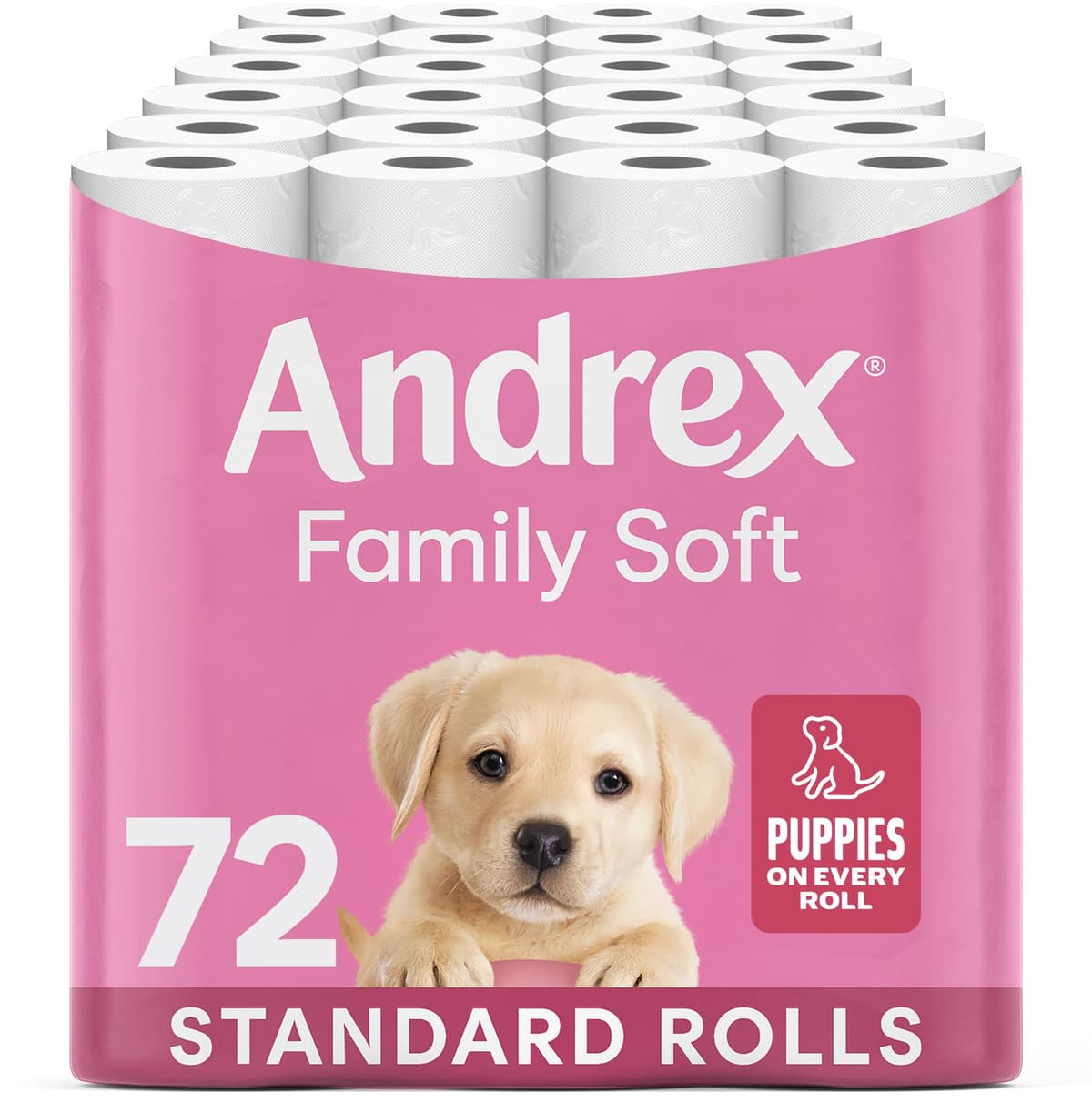 Andrex Family Soft Toilet Roll - 72 Toilet Rolls, 2-Ply, Bulk Buy, Fragrance Free, FSC Certified